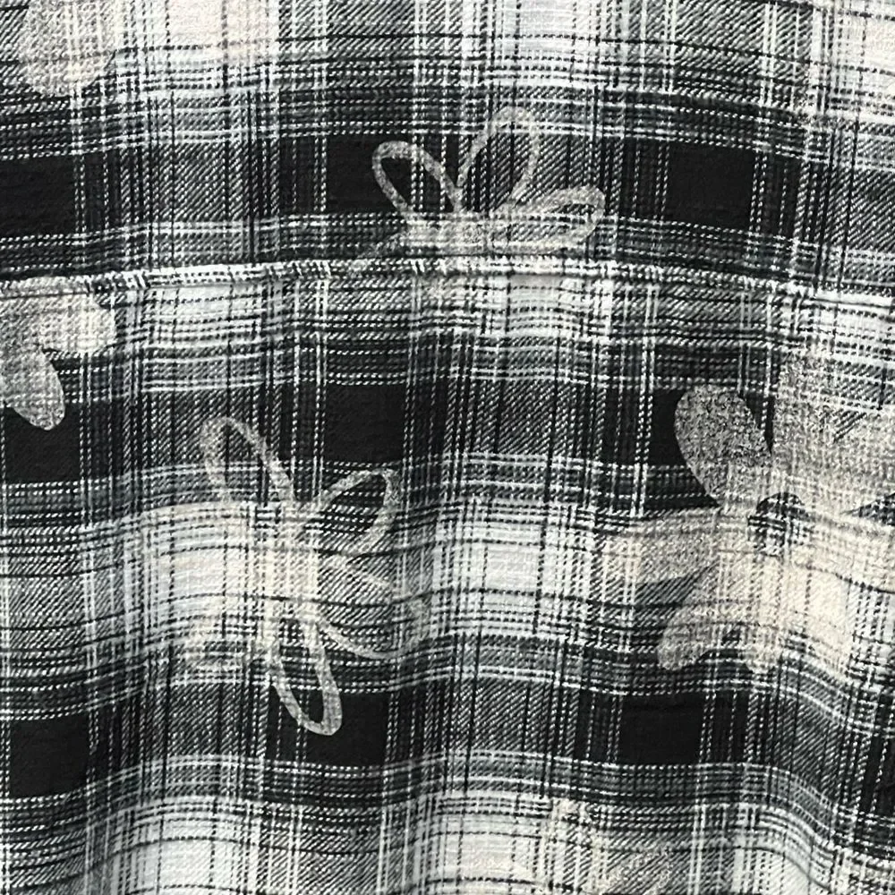 Justice Monochrome Plaid Shirt Sz L 12/14